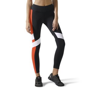 Legginsy Damskie Reebok Lux - Colour Block Czarne PL 53ODKCA